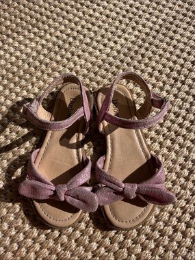 Girls Bow Suede Sandals - Dusty Rose